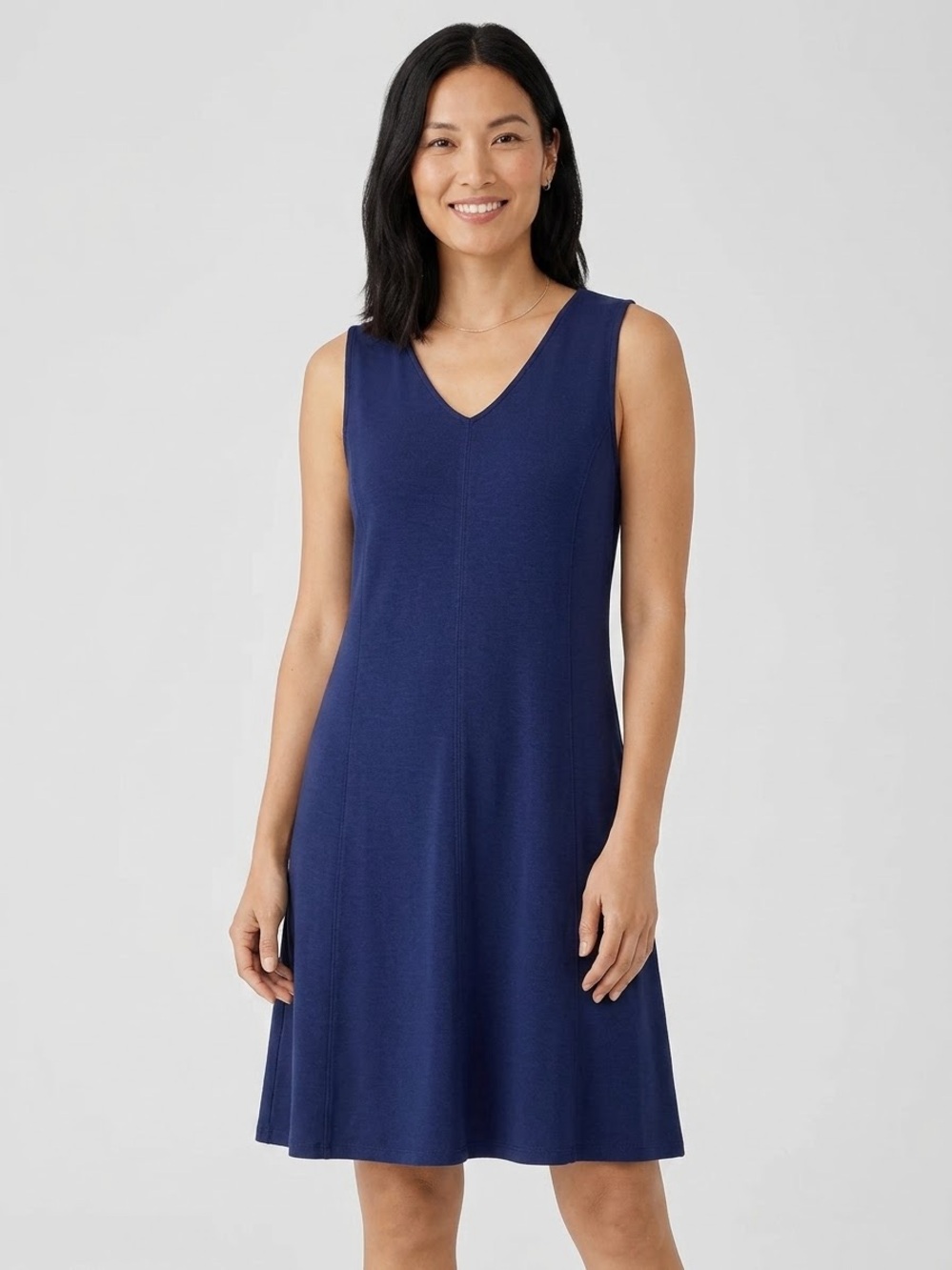 Eileen Fisher Women's Small Royal Blue Viscose Stretch V-Neck Sleeveless